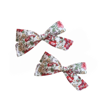 Load image into Gallery viewer, Petite Pigtail Bow Set | Red Roses