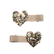 Load image into Gallery viewer, Heart Glitter Clips | Gold