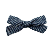 Load image into Gallery viewer, Regular Pigtail Bow | Denim Stripe